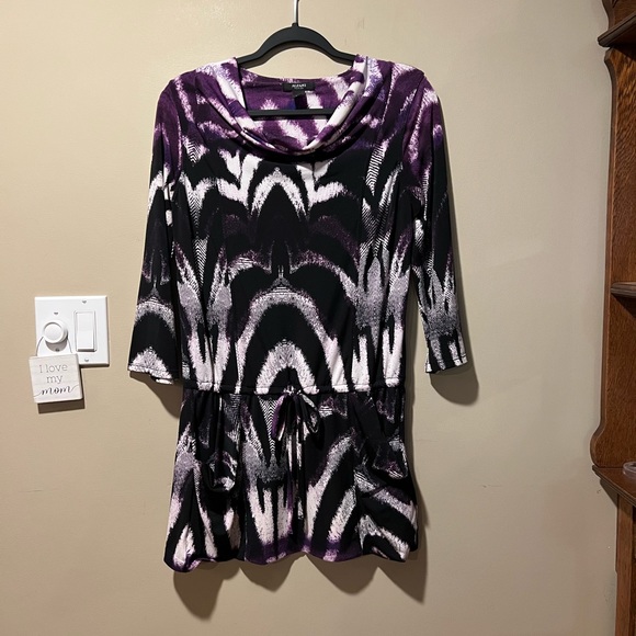 Alfani Purple & Black Print Top - Picture 3 of 5